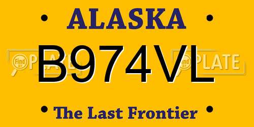 B974VL Alaska License Plate