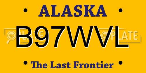 B97WVL Alaska License Plate
