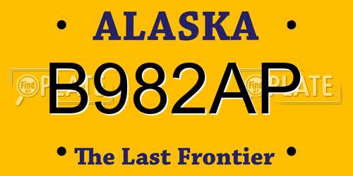 B982AP Alaska License Plate