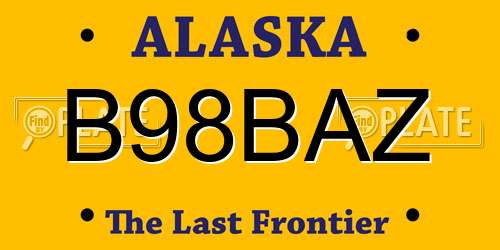 B98BAZ Alaska License Plate