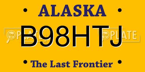 B98HTJ Alaska License Plate