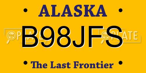 B98JFS Alaska License Plate