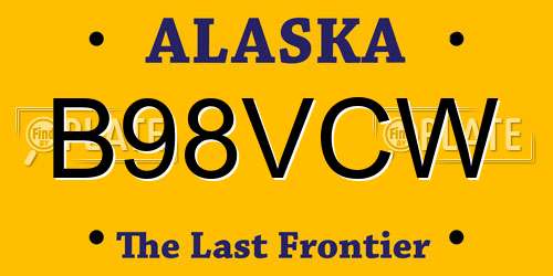 B98VCW Alaska License Plate