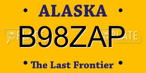 B98ZAP Alaska License Plate