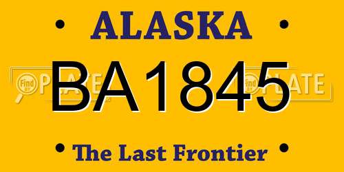 BA1845 Alaska License Plate