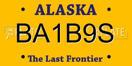 BA1B9S Alaska License Plate