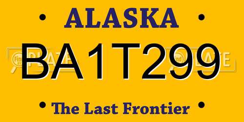 BA1T299 Alaska License Plate