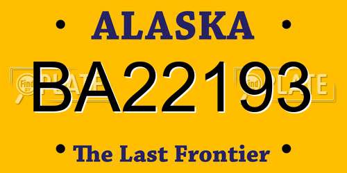 BA22193 Alaska License Plate