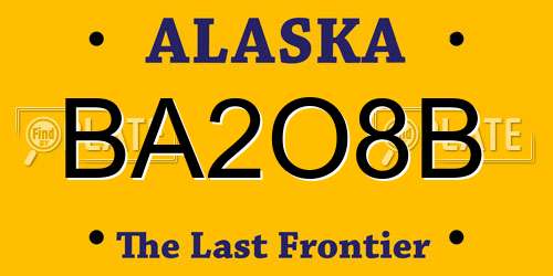 BA2O8B Alaska License Plate