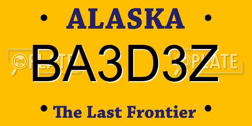 BA3D3Z Alaska License Plate