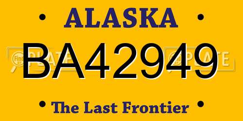 BA42949 Alaska License Plate