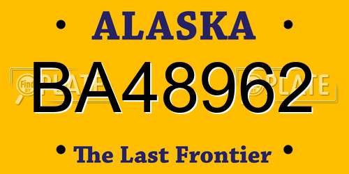 BA48962 Alaska License Plate
