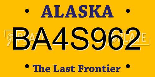BA4S962 Alaska License Plate