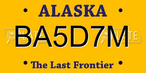 BA5D7M Alaska License Plate