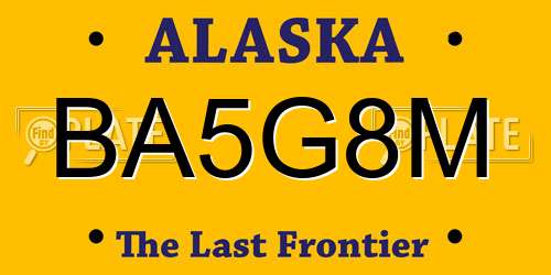BA5G8M Alaska License Plate