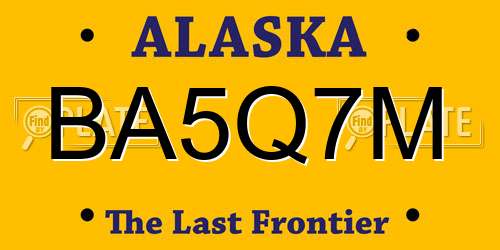BA5Q7M Alaska License Plate