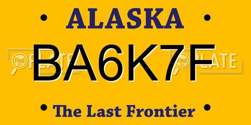 BA6K7F Alaska License Plate