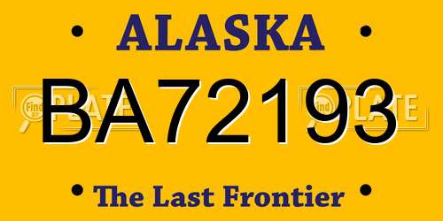 BA72193 Alaska License Plate