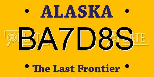 BA7D8S Alaska License Plate