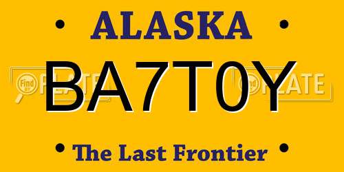 BA7T0Y Alaska License Plate