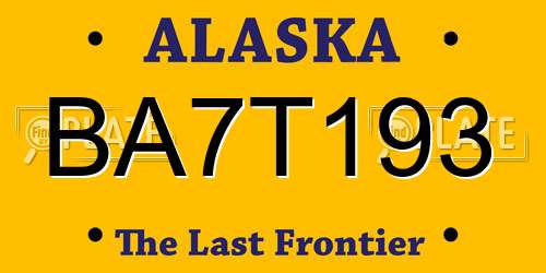BA7T193 Alaska License Plate