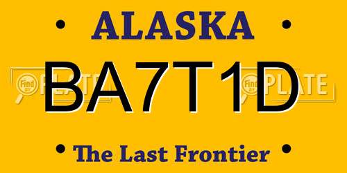 BA7T1D Alaska License Plate