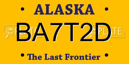 BA7T2D Alaska License Plate