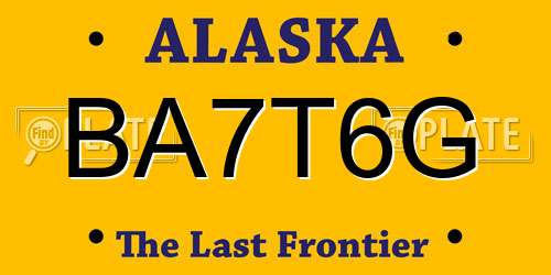 BA7T6G Alaska License Plate
