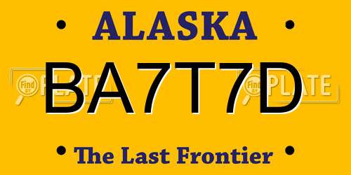 BA7T7D Alaska License Plate