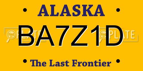 BA7Z1D Alaska License Plate