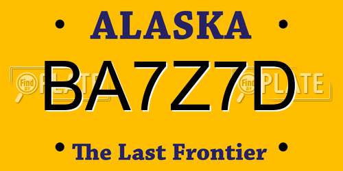 BA7Z7D Alaska License Plate