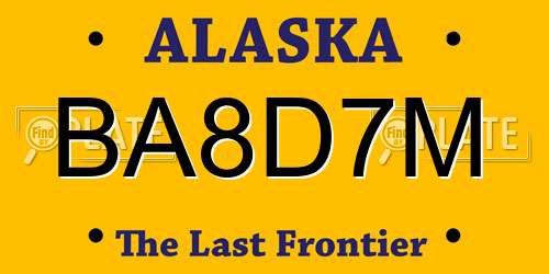 BA8D7M Alaska License Plate
