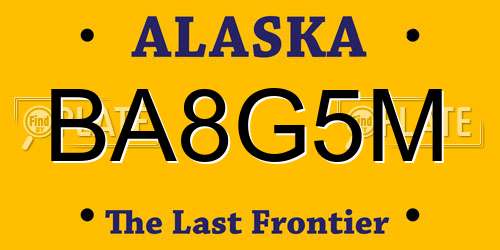 BA8G5M Alaska License Plate