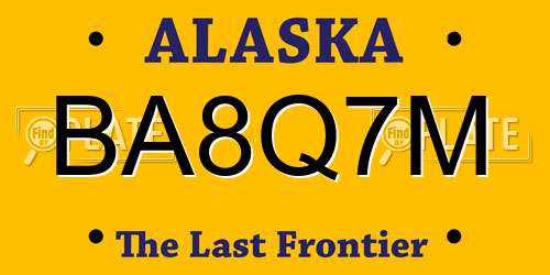 BA8Q7M Alaska License Plate