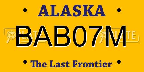 BAB07M Alaska License Plate