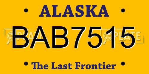 BAB7515 Alaska License Plate