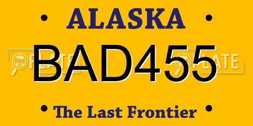 BAD455 Alaska License Plate
