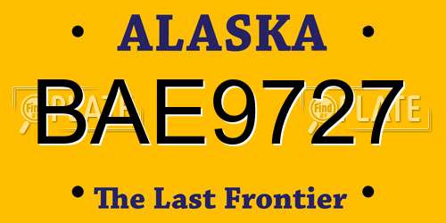 BAE9727 Alaska License Plate