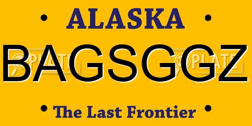 BAGSGGZ Alaska License Plate