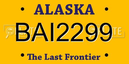 BAI2299 Alaska License Plate