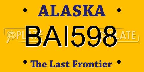 BAI598 Alaska License Plate