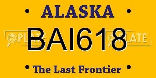 BAI618 Alaska License Plate