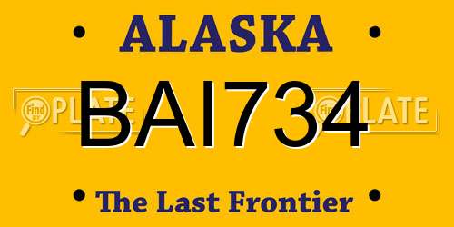 BAI734 Alaska License Plate