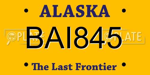 BAI845 Alaska License Plate