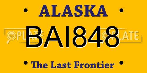BAI848 Alaska License Plate