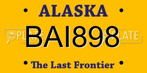 BAI898 Alaska License Plate