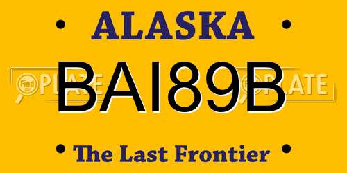 BAI89B Alaska License Plate