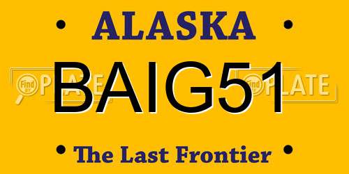 BAIG51 Alaska License Plate