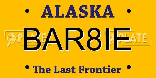 BAR8IE Alaska License Plate