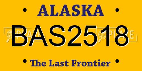 BAS2518 Alaska License Plate
